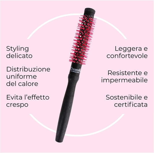 TEK Linea Professionale Spazzola Termica con Rullo in Ceramica e Setole Antibatteriche